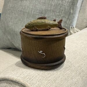 Painted Wooden Fish Trinket Decor Box